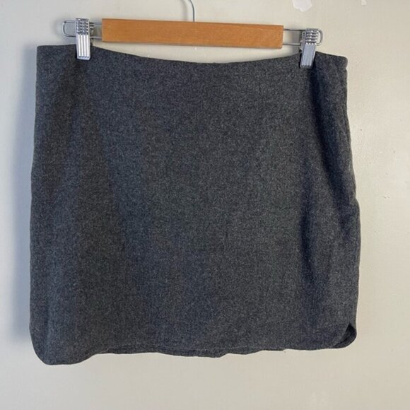 Madewell wool blend grey Shirttail Mini Skirt size 8 academia preppy fall winter - Picture 4 of 13